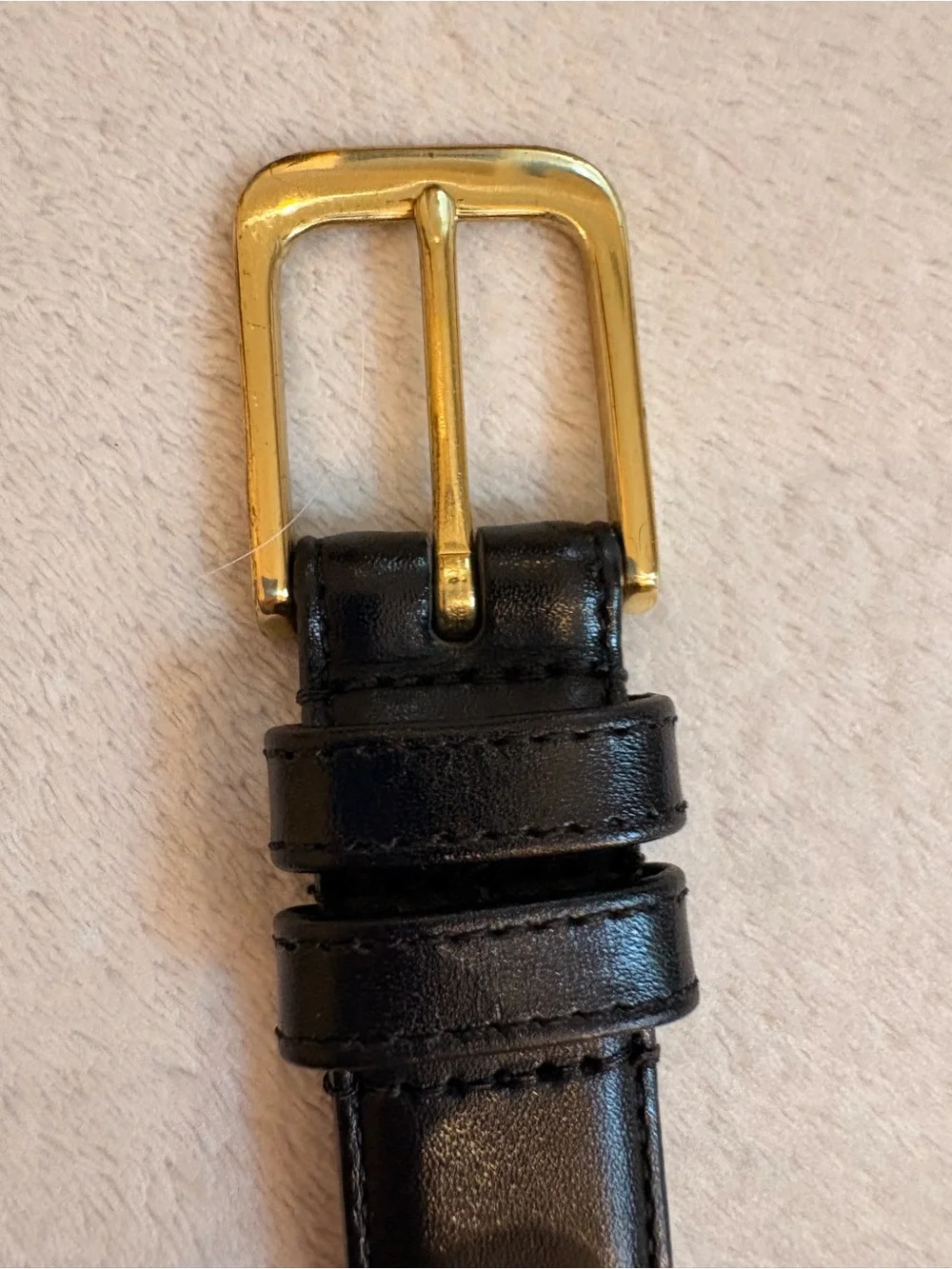 Coach Men’s Slim Black Leather Dress Belt Brass Gold Buckle Sz 34